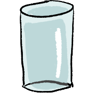 a light blue cylinder to represent glass, with a slightly darker  blue rectangle bit for depth and a whiter highlight
